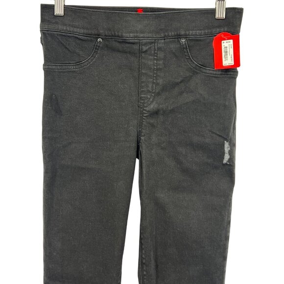 Spanx Women Skinny Black Size Medium M Distress Mid Rise Jeans Stretch New - Picture 2 of 12